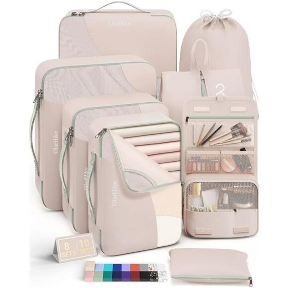 Packing Cubes Set with Shoe Bag Toiletry Bag Travel Organizer for Luggage - Picture 1 of 7